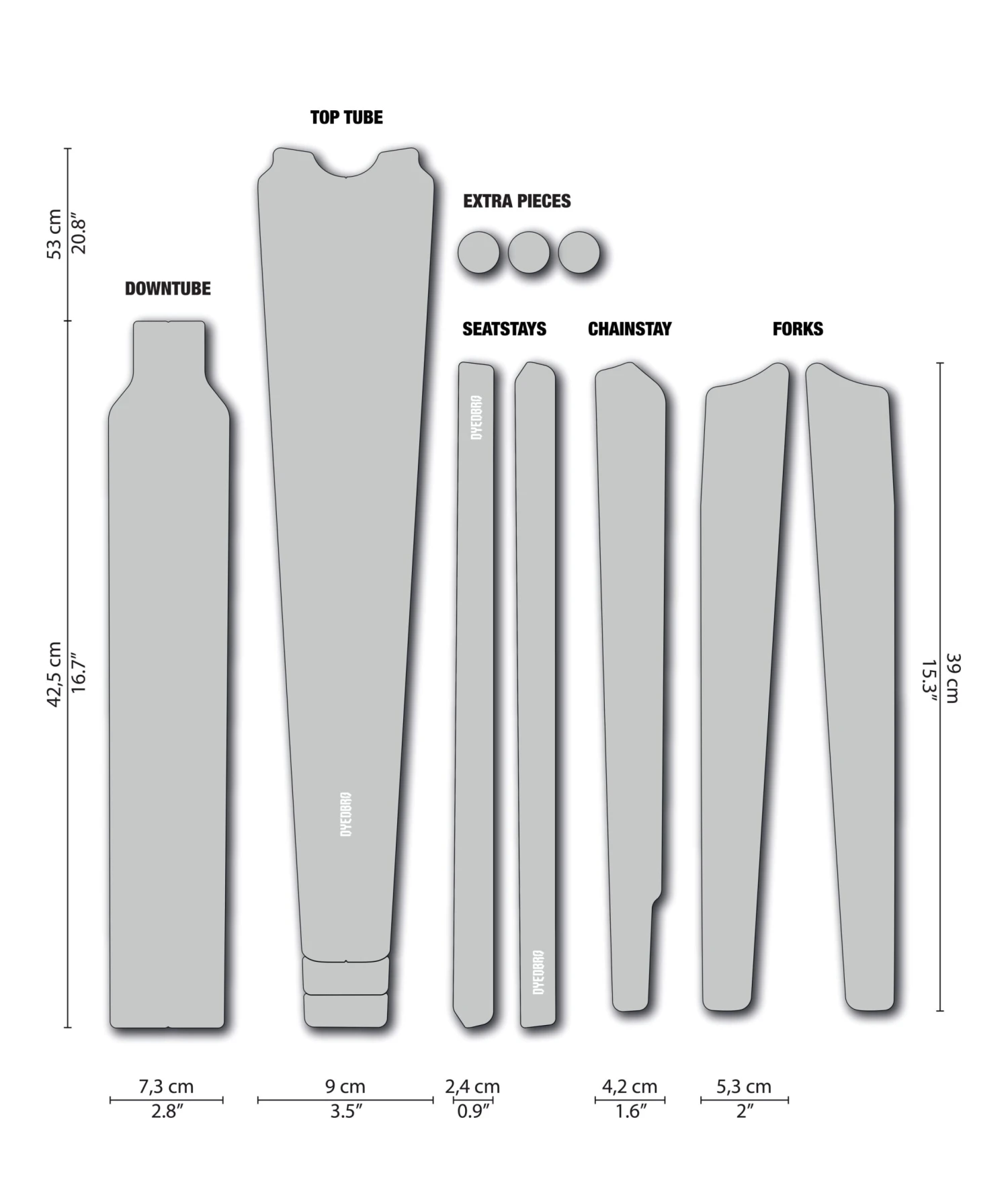 Dyedbro Gravel Frame Protection Kit Clear - White Matte