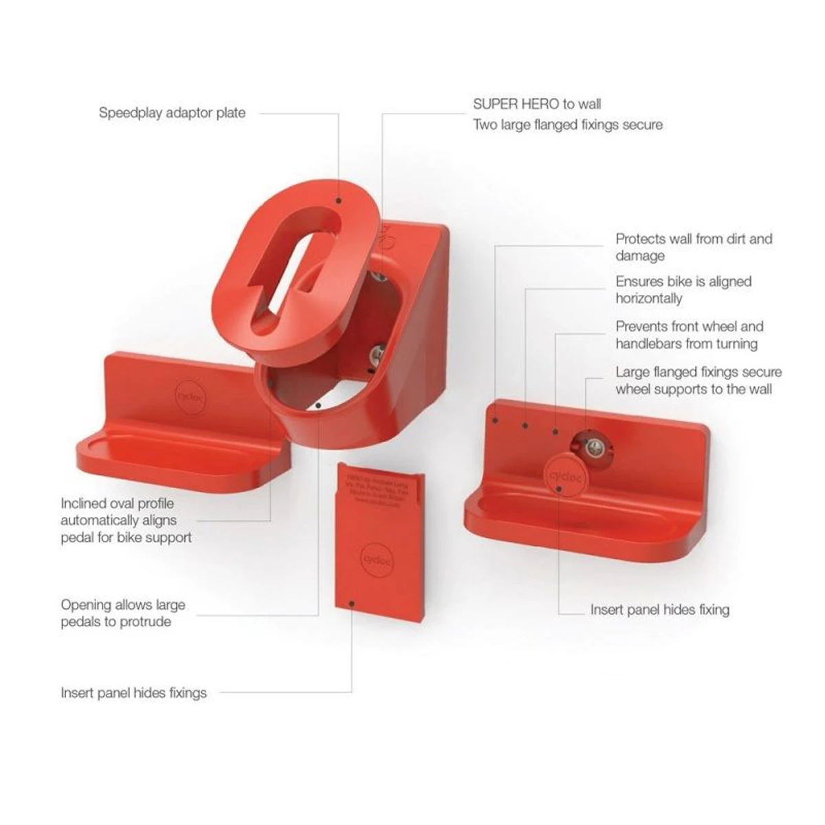 Cycloc Superheld Fietsbeugel - Rood - Afbeelding 2
